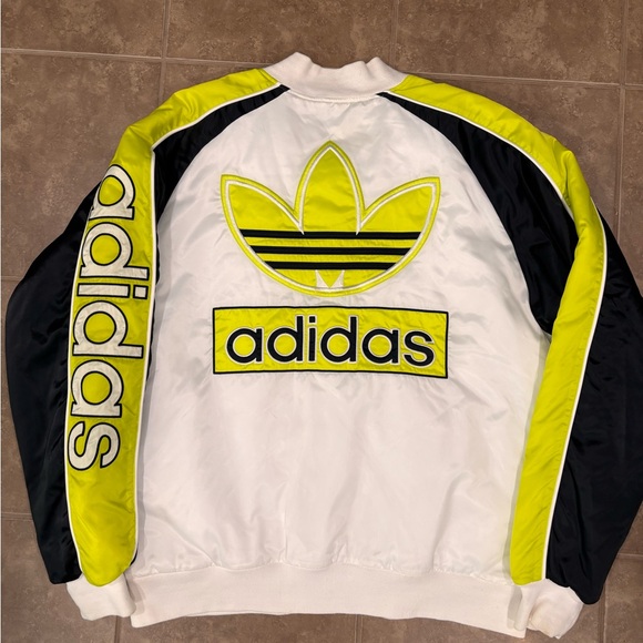VTG Y2K Adidas 04/05 tricolor Varsity bomber Big Embroidered Logo Jacket Mens XL - Picture 7 of 7